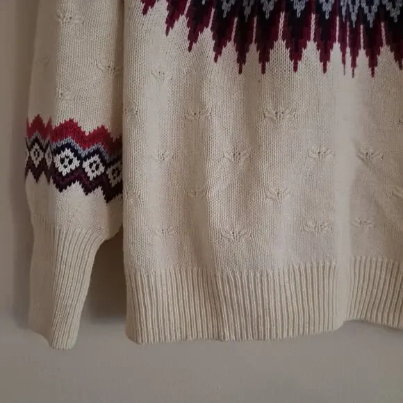 Sundance Eloise Fair Isle Sweater Wool Blend Knit Coconut Multi Women's Size L - Picture 8 of 11